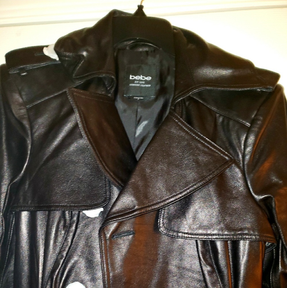 Bebe Hi Low leather trench coat sz Medium New - Picture 6 of 8
